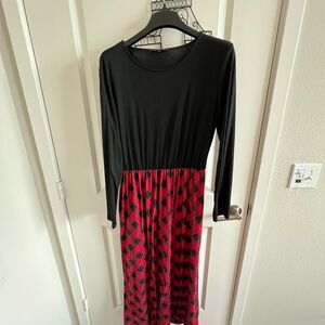 Long sleeve red buffalo checker dress